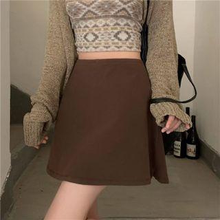 Plain Slim-fit Skort As Figure - One Size
