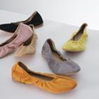 Banded Faux-suede Ballerina Flats