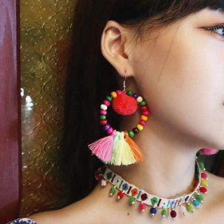Ball Tassel Earring Color - One Size