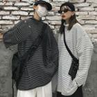 Couple Matching Mock Neck Striped Pullover