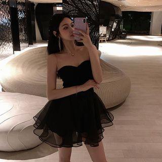 Plain Strapless Top / Mesh A-lien Skirt