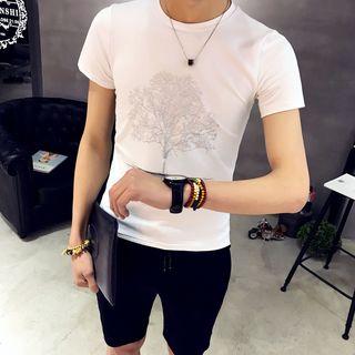 Set: Tree Print Short-sleeve T-shirt + Shorts