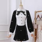 Bell-sleeve Velvet Mini A-line Dress