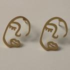 Face Stud Earring 1 Pair - 1136 - Gold - One Size