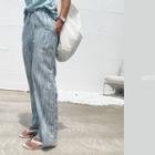 Drawcord Striped Wide Pants