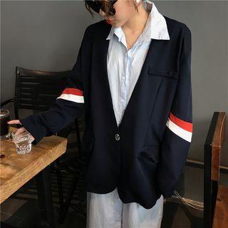 Striped Panel Button Blazer