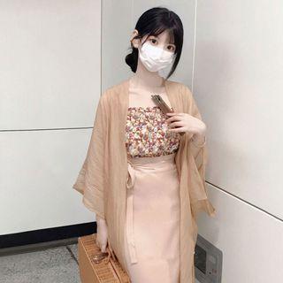 Floral Camisole Top / Light Jacket / Midi Skirt / Set