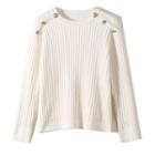 Buttoned Detail Ribbed Knit Top