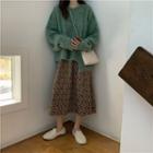 Plain Sweater / Floral Printed Midi Skirt