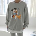 Round-neck Mickey Mouse Print Pullover