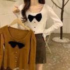 Long Sleeve Square Neck Bow Sweater