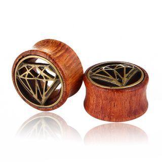 Alloy Diamond Wooden Earring