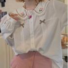 Peter Pan Collar Floral Embroidered Blouse