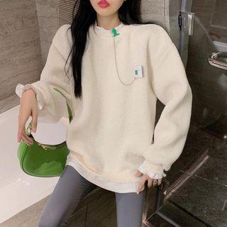 Mock Two-piece Chained Fleece Sweatshirt