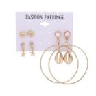 Set Of 3: Alloy Shell & Eye Earring (assorted Designs) Set Of 3 - As Shown In Figure - One Size