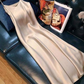 Sleeveless Satin Maxi Dress