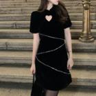 Short Sleeve Heart Keyhole Mini Dress