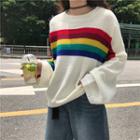 Contrast Trim Sweater White - One Size