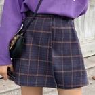 Lettering Sweater / Plaid Mini A-line Skirt