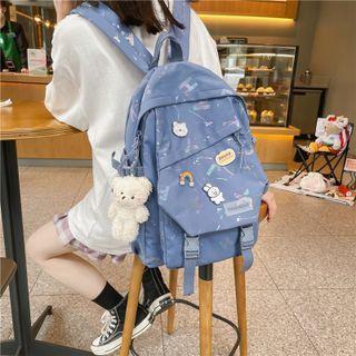 Lettering Buckled Flap Backpack