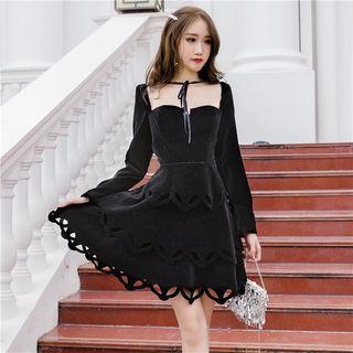 Long-sleeve Velvet Mini Layered Dress