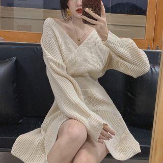 A-line Sweater Dress Almond - One Size
