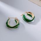 Twisted Glaze Hoop Earring 1 Pair - Green & Gold - One Size