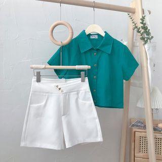 Asymmetrical High-waist Plain A-line Wide Legs Shorts