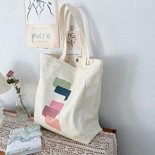 Printed Tote Bag Multicolor Print - Beige - One Size