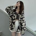 Floral Print Shirt Jacket