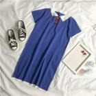Contrast Trim Polo Shirt Knit Dress