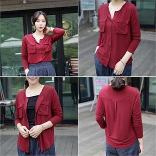 Round-neck Pocket-detail Top