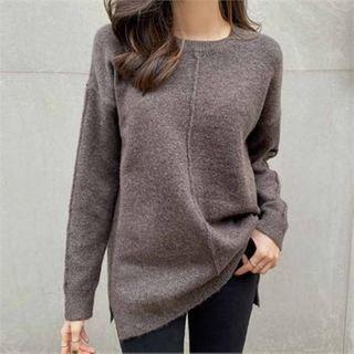 Drop-shoulder Seam-front Knit Top