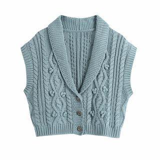 Button-up Cable Knit Sweater Vest