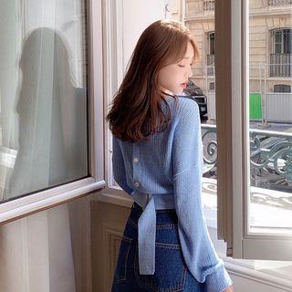 Tie-back Long-sleeve Knit Top