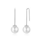 925 Sterling Silver Elegant Simple White Pearl Earrings Silver - One Size