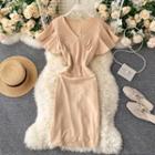 V-neck Ruffle-sleeve Dress
