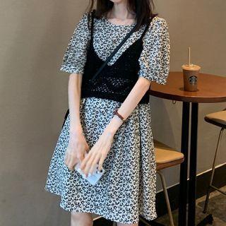 Floral Short-sleeve A-line Dress / Camisole Top