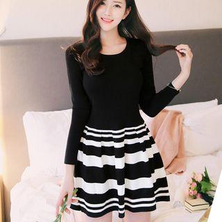 Stripe Short-sleeve A-line Dress