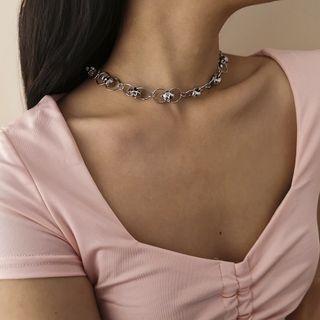 Skull Chain Choker 3600 - Silver - One Size