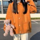 Buttoned Knit Jacket Orange - One Size