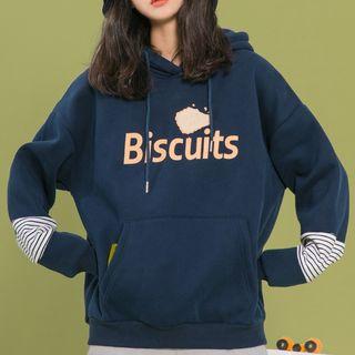 Print Lettered Long-sleeve Hoodie