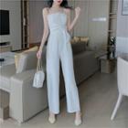 Spaghetti Strap Twist Straight-cut Cropped Jumpsuit