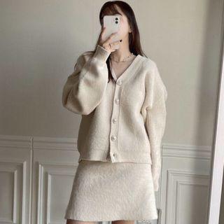 Plain Cardigan / A-line Mini Skirt