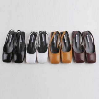 Square-toe Sling-back Flat Mules