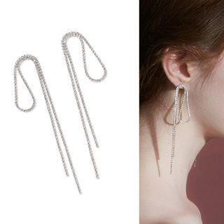 925 Silver Plating Rhinestone Dangle Earring As Shown In Figure - One Size