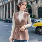 Set: V-neck Vest + Mock-neck Knit Top