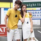Couple Matching Short-sleeve Print T-shirt / Jumper Dress / Shorts