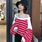 Long-sleeve Striped Panel Loose-fit Top
