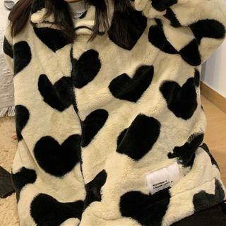 Printed Fleece Jacket White - One Size